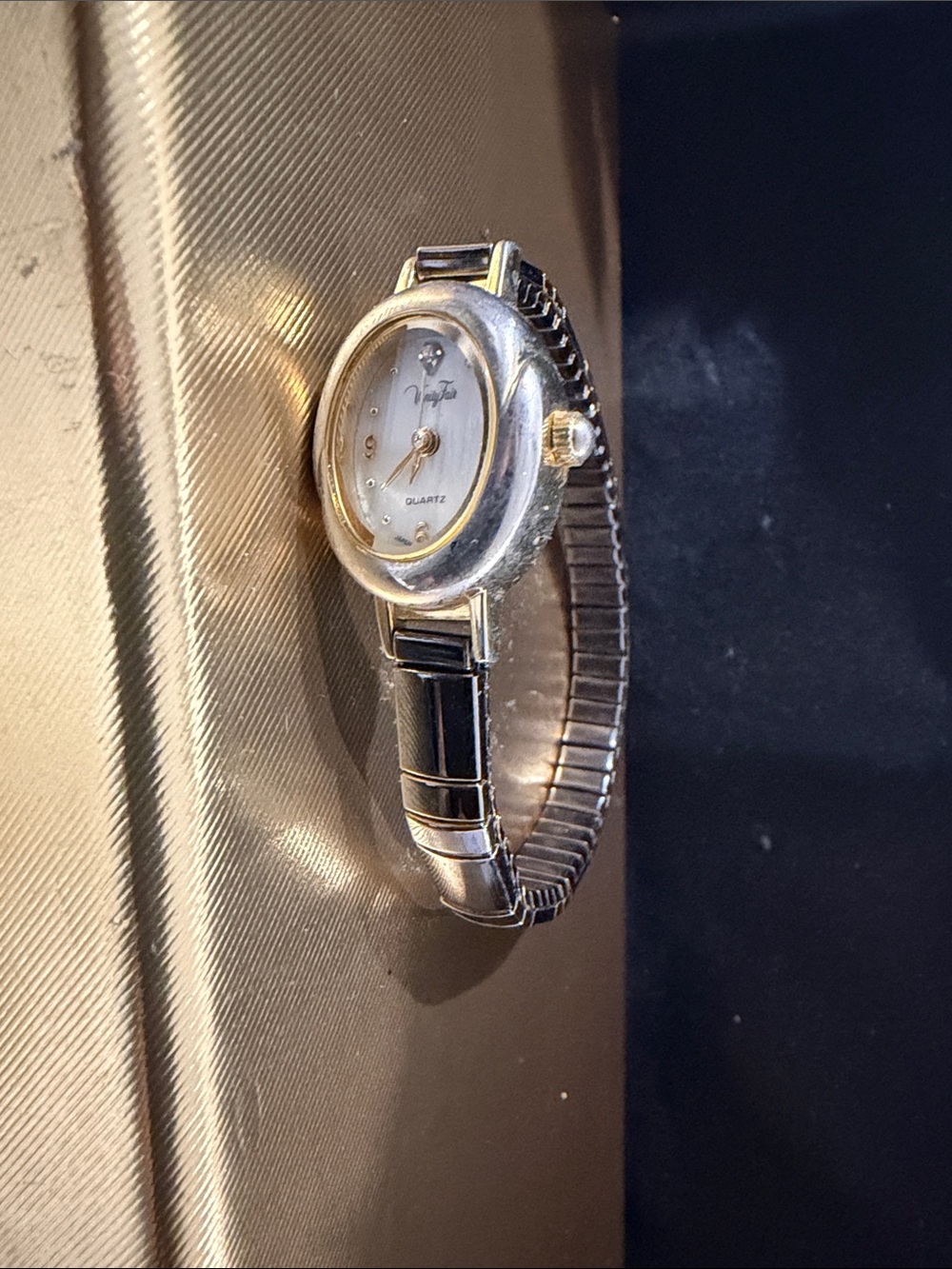 Vanity Fair Silver Stretch Bracelet Watch with White Dial needs new battery
